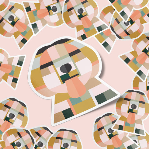 Abstract Labradoodle Dog Premium Vinyl Sticker, Water Bottle Sticker, Dog Lover Gift, Golden Doodle Laptop Decal, Stocking Stuffers